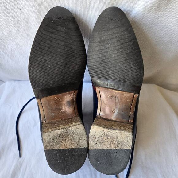 Forzieri Firenze Men's Leather Lace Up Casual Shoes Navy/Red Size 8/US 8.5 Italy - Picture 6 of 10